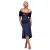 Asymmetrische Midi Bodycon Satin en Scuba Jurk met Gedraaide Knoop Dames Goddiva