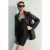 TRENDYOLMİLLA Dames Zwart Effen Lang Regular fit Blazers