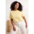 Trendyol Curve Dames Geel Bloemen Kort Regular fit Grote maten T-shirts