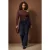 Trendyol Curve Dames Bruin Gestreept Lang Getailleerd Grote maten Blouses