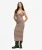 Gestreepte Ribjersey Maxi-jurk Brown