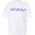 Off White Unisex Gestreept Katoenen Normaal T-shirt voor Volwassenen (Wit/Trouw Blauw)
