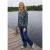 Blouse met lange mouwen, split in de hals en print