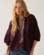 Summum Puff Sleeve Cardigan Cozy Melange Knit 7s5844-7997 Vest 335 Dark Burgundy