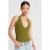 Slim Fit Halternek Uitgesneden Blouse