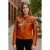 Dames oranje Biker Racing Badges leren jack – Eastleigh