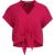 Blouse met gestrikte voorkant in fuchsia – 100% viscose-voile