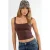 Vierkante Kraag Aansluiting Crop Top