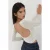 Open Rug Polkadot Lange Mouw Fitted Crop Top