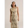 WE Fashion gestreepte maxi jurk champagne