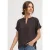 Street One Dames Shirt met verschillende texturen en split in de hals in Bruin