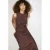 Mango midi jurk met linnen – bruin