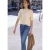 Street One Studio Dames Blouse met korte mouwen, ronde hals en ruches in Beige