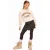 Retour Jeans oversized cropped sweater met tekst – beige