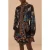 FARM Rio Blossom Tapestry Black Long Sleeves Mini Dress