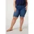 Miss Etam Plus high waist slim fit short medium blue denim