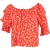 Ganni zilverkleurige off-shoulder top met bloemenprint in rode viscose