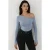 Asymmetrische Kraag Slim Fit Lange Mouwen Top