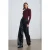 Hoge taille brede faux leren broek
