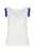 Elegante top met gedrapeerde hals en contrasterende schouders