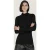EsQualo Top Smocked Neckline Solid Sj Black