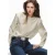 Mango gestreepte blouse met ceintuur – beige