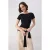 TRENDYOLMİLLA Dames Zwart Effen Kort Getailleerd T-shirts