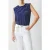 French Connection Padded Shoulder Stripe Tank Dk Navy/white