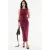 Fitted Midi-jurk met Drapage en Ronde Hals