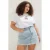 Trendyol Curve Dames Wit Grafisch Kort Regular fit Grote maten T-shirts