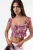 Volants Vierkante Kraag Geprinte Blouse