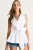 Lange Mouwloze V-hals Blouse met Striksluiting