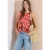Top met ronde hals en bladprint