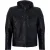 Leren bomber-bikerjack met rits en capuchon