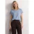 Street One Dames Shirt met ronde hals en losse schouders in Blauw