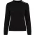 Ted Baker Janha Rose Button Crew Neck Long Sleeve Black Jumper
