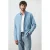 Mango Man regular fit overhemd met linnen – blauw