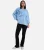 Blauwe oversized trui met contrasterende strik aan de zijkant