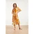 Smashed Lemon Tuniek jurk met tropische blad print in oker geel |