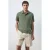 Mango Man slim polo met linnen groen