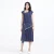 Asymmetrische streep trapeze midi -jurk