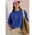 Cecil Dames Blouse met afhangende schouders in effen kleur in Blauw