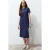 TRENDYOLMİLLA Dames Donkerblauw Effen Midi Kort Casual T-shirt Jurk Jurken