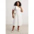 Trendyol Curve Dames Ecru Effen Midi Kort Stijlvol/Avond Skater Grote maten Jurk