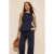 TRENDYOLMİLLA Dames Donkerblauw Effen Mouwloos Peplum Blouses