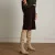 Manfield – Dames – Beige stretch laarzen met hak –