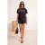 TRENDYOLMİLLA Dames Zwart Slogan Kort Oversized T-shirts