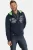 Jan Vanderstorm sweatvest STORR Plus Size met tekst donkerblauw