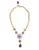 Gouden Messing Kristal Parelen Paarse Bloemen Hanger Sieraden Ketting