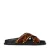 Sacha leren slippers met panterprint cognac